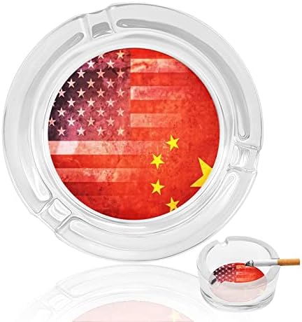 Стакло од стакло од знаме на САД и Кина за цигари и цигари, држач за табела за табела за декорација на маса