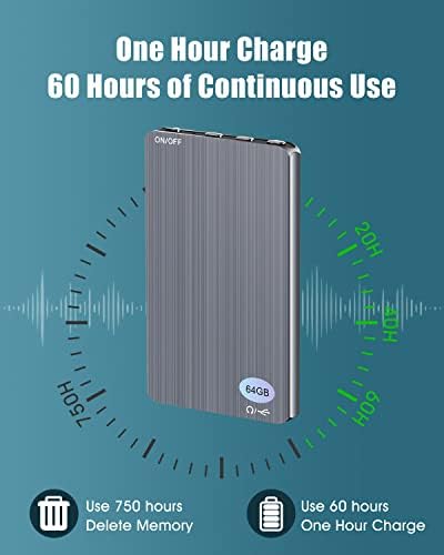 64gb Дигитален Диктафон-Jegcaw Аудио Рекордер 750 Часа Капацитет За Снимање Уред ЗА Аудио Снимање Mp3 Записи со 60 Часа Време На Батеријата За