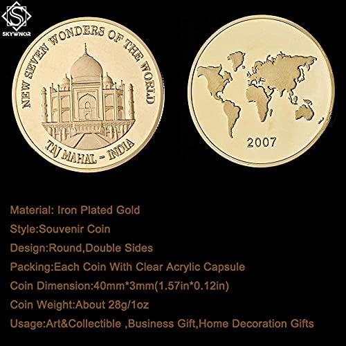 Реплика комеморативна монета позлатена Таџ Махал патна сувенир соба во Индија и седум чуда на светот нови