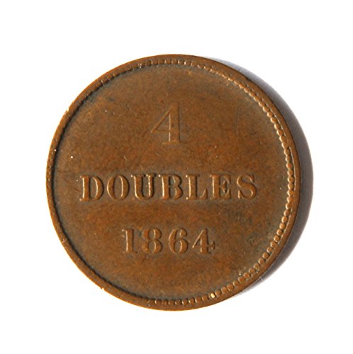 1864 Гернзи 4 Двојки, Канал Острови Монета Многу Добри Детали