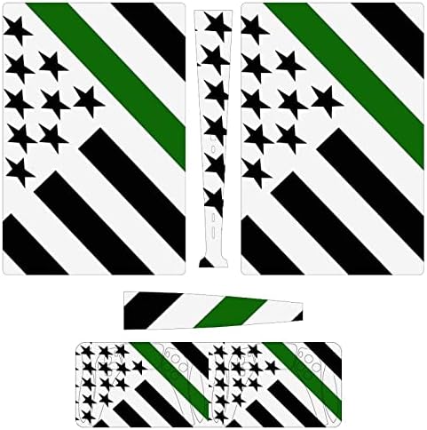Зелена тенка линија САД линемен знаме 3 парчиња налепница на целото тело на налепница за дигитално издание PS5 за PS5 конзола и