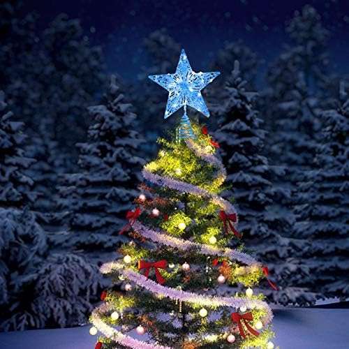 Минкиси Ѕвезда Дрво Топер Божиќ Декорација Сјај Ѕвезда Украс Дрво Декорација Метал Шупливи Ѕвезда Дрво Врвот Без Батерија Декоративна