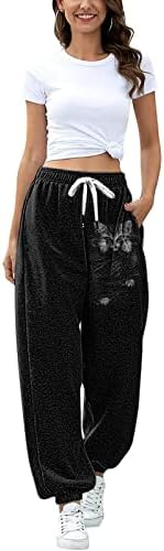 Dsodan женски џемпери џемпери со кинчан долен дел од половината за печатење во пеперутка спортска салата за џогер панталони салон панталони со
