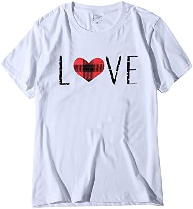 Jjhaevdy маички за жени плус големина на в Valentубените Денот кошула Loveубов печати врвна маица Краток ракав Симпатични графички маички