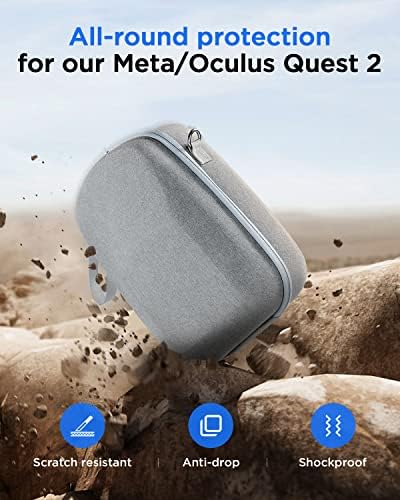 Случај за носење oceорај за Oculus Quest 2, тврда носечка кутија компатибилна со Meta/Oculus Quest 2 VR-in-in-One VR Gaming Helds and Controllers,