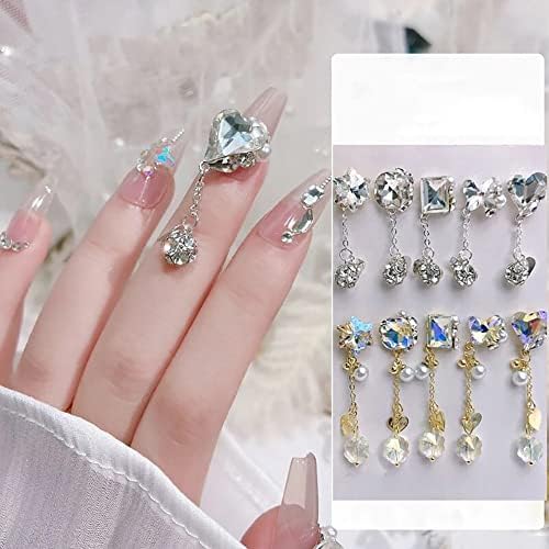 HJKOGH луксузен циркон 3D украси за нокти Сјаен бисер дијамант кристал легура приврзок накит за дизајнирање додатоци за дизајн на нокти