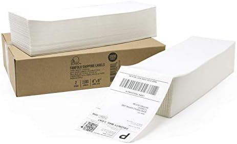 Buhbo 4 x 6 Директен термички испорака етикета 2 Купишта од 1000 етикети - Rollo компатибилен - комерцијално одделение бело