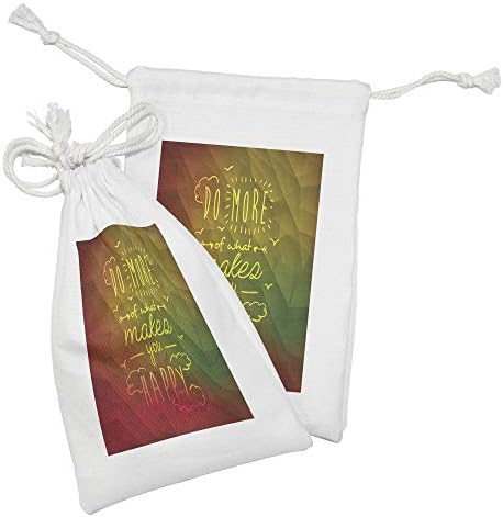 Необичен инспиративен ткаенина торбичка сет од 2, направете повеќе од она што ве прави среќни пишани зборови со рака, поттикнувајте го дигиталниот
