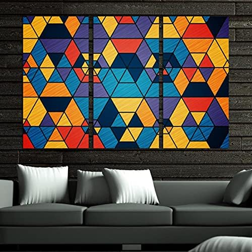 Wallидна уметност за дневна соба, маслено сликарство на платно Големо врамена во боја геометриски уметнички дела за декор за домашна спална