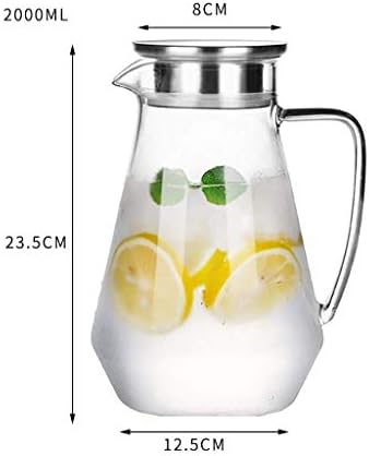 Muteiki воден бокал, 1,5L/2L филтерски бокали, сок од бокал постави топлински стаклен стаклен бокал со голем капацитет за домаќинство