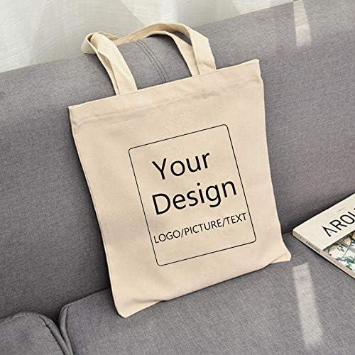 Keevici Персонализирана торба за платно за платно додадете лого на слика или текст што може да се користи за купување торбички торби за