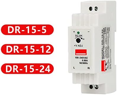 SJSW Индустриски DIN Rail Префрлување на електрична енергија DR-15 15W единечен излез 5V 12V 24V AC до DC Конвертор на прекинувач