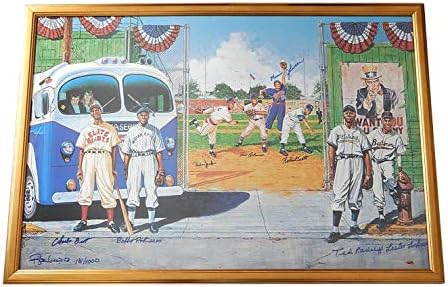 Негро лига Бејзбол литограф потпишан од 8 Auto PSA /DNA /1000 Shramed 36x24 - Autographed MLB Art