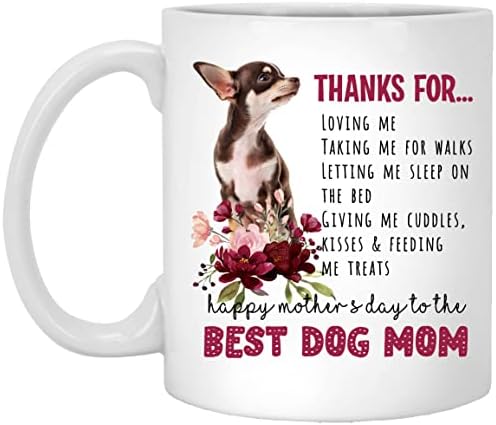 Ви благодариме што ме сакавте чивахуа кучиња кригла, среќен ден на мајката на најдоброто куче мама кафе кригла, кригла Womanена кафе, подарок