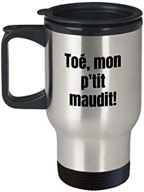 Пети мон p'tit maudit travel кригла изолирана квебек заклетва во француски израз Смешна идеја за подароци за автомобилски новини кафе чај