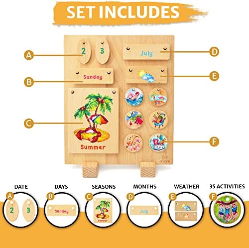 Детски Календар-календар За Мали Деца, денови во неделата за учење на мали деца, предучилишен календар, дрвен календар за учење