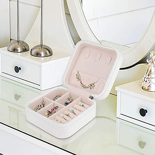 Розова лента карцином на дојка за рак на дојка, пун кожена мала накит кутија ѓердан Организатор за складирање на девојчиња за девојчиња