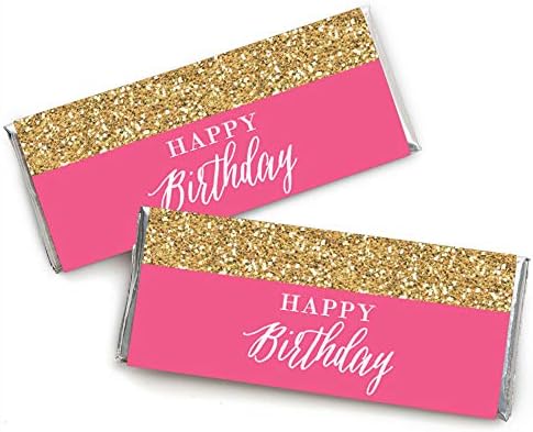 Шик среќен роденден - розова и злато - бонбони бар -омоти за роденденска забава - сет од 24