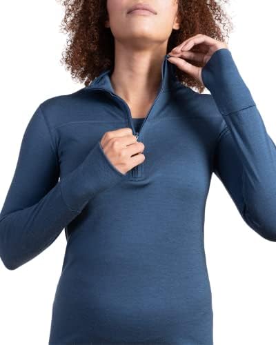 Волна облека женска мерино волна четвртина патент со долг ракав - анти -охрабрен здив за дишење