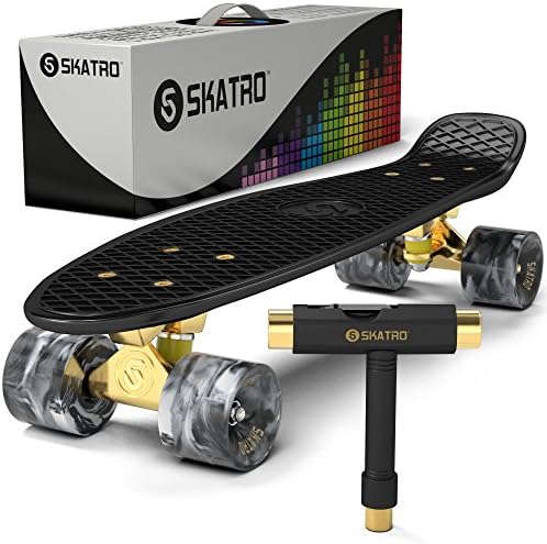 Скејтро мини крстосувач скејтборд. Пластична табла со ретро стил 22x6inch доаѓа комплетна