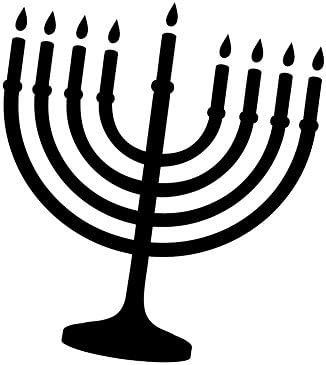 Еврејска Hanukkah Menorah Siluette 6 винил налепница за налепница