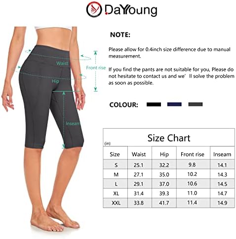 Dayoung жени јога шорцеви високи половини за контрола на стомакот, велосипедист, кој работи со атлетска компресија кратко со џебови