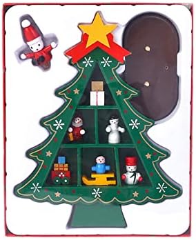 Мини таблета дрвена новогодишна елка, десктоп новогодишна елка со мини украси Дрвена база DIY мини бор за Божиќна декорација на домашни маси