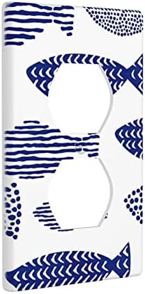 Апстрактна сина риба единечна дуплекс -излезна обвивка Декоративна wallидна плоча 1 ганг прекинувач плоча за кујна бања Електрична