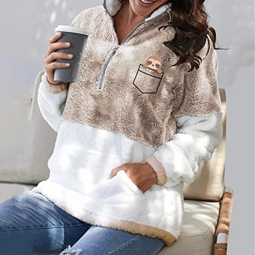 Женски дуксери симпатична џебна маичка за џеб зимски топол кадифен палто задебелен кашмир кашмир штанд дуксери
