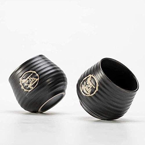 5 парчиња јапонска традиција за раб, сет на чаша за чаши од црна глазура, уникатна лента за лизгање, за ладно/топло/Shochu/чај 21223