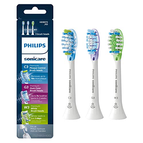 Philips Sonicare оригинална замена за четки за заби глави сорта со разновидност, G3 Premium Gum Care & W3 Premium White, 3 глави на