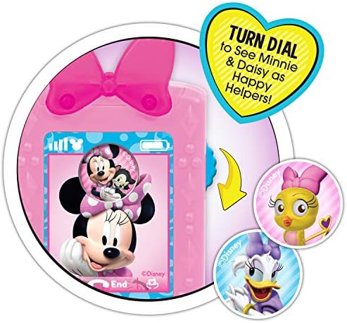 Minnie Disney Junior Happy Happy Happers Tag Set, 9 парче се преправа чанта со светла и звуци мобилен телефон, очила за сонце и додатоци,
