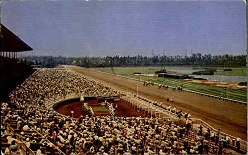 Трка Во Холивуд Парк Инглвуд, Калифорнија Ка Оригинална Гроздобер Разгледница
