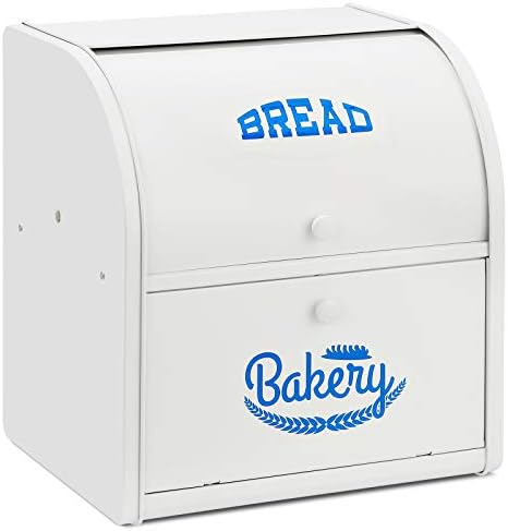 2 Слојни Метални Кутии За Леб, Корпа За Складирање Леб Кујнски Контејнер Со Ролна Горниот Капак Контејнери За Железна Плоча За Складирање Метална