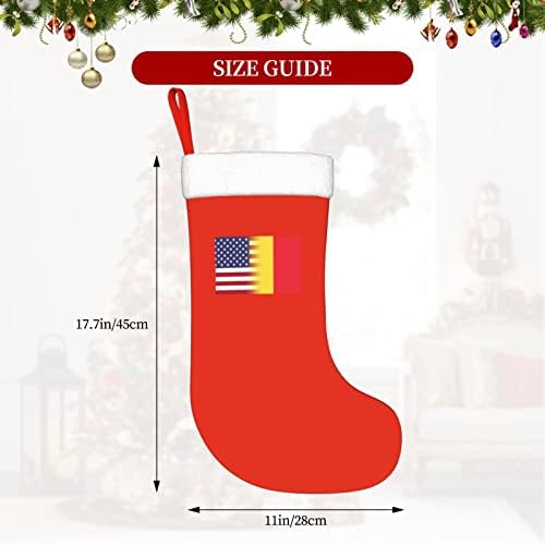 Американско знаме и белгиско знаме Божиќни чорапи, подароци за одмор на Божиќни празници за украси за семејни празници 18-инчни