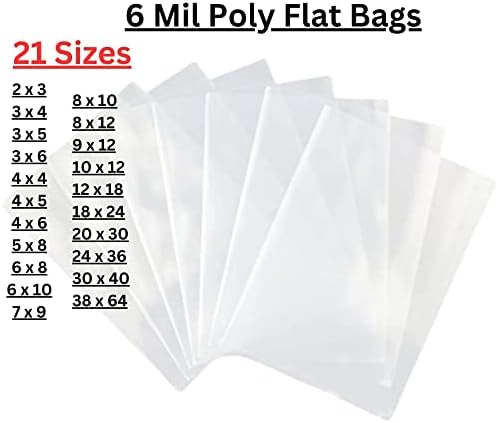 Повеќекратни големини јасни рамни поли -торби - 30 x 40 6mil рамно отворено пластично пакување пакување | Флексибилни и издржливи пластични