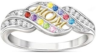 2023 Нов ден подарок женски позлатен мајчински дијамантски подарок прстен со двојни прстени алумни прстен