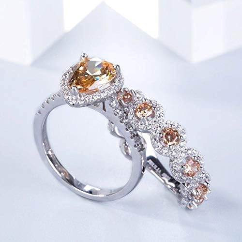 Плој Паилин 2 парчиња/Постави Морганитски скапоцени камења 925 Сребрен прстен Елегантен женски свадба невестински накит нови