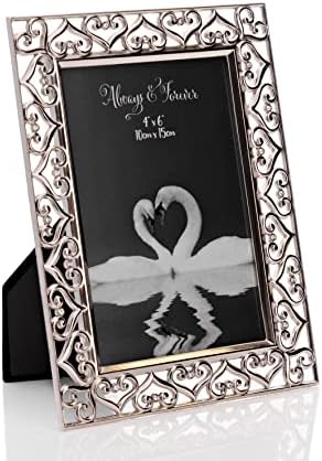 Подароци од Оактри, сребрена рамка за фотографии од срце 4 x 6