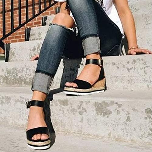 Ffенфеи женски платформа клинови сандали, чипка на еспадрили клинови на сандали потпетици врзани за летни чевли за летни фустани