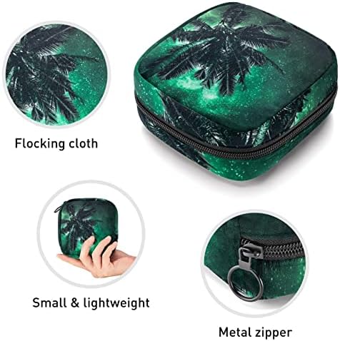 Торба за складирање за санитарни подлошки за салфетка, преносни за жени девојки што можат да се перат, зелено ryвездено кокосово дрво