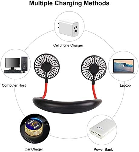 Мрзлив Вентилатор за Вратот, може да носи Мал Вентилатор со Лента за Вратот, РАЧНО Преносливо Полнење СО USB, Слободна Ротација Од 360°, Погоден
