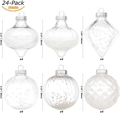 Тим на морето 80мм/3,15 Пресечни чисти пластични божиќни украси за божиќни топка, транспарентни, разгледани, кристални чамци, светилки со
