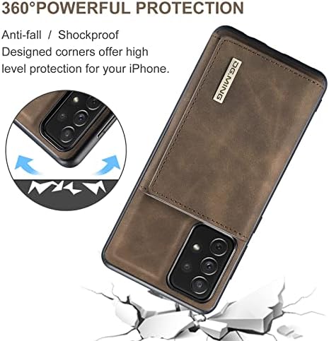 Одвојување на капакот на телефонот со куќиште 2 во 1 куќиште за паричник за Samsung Galaxy A33 5G, тенок кожен телефонски случај, заштитен