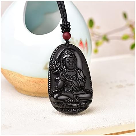Binnanfang AC216 1pc Natura obsidian crystal stone figurine приврзок лековити камен на Буда врежан среќен амајлијар приврзок за