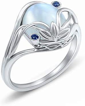 Womenените 925 Сребрена месечина прстен моден предлог свадба невестински накит SZ 6-10