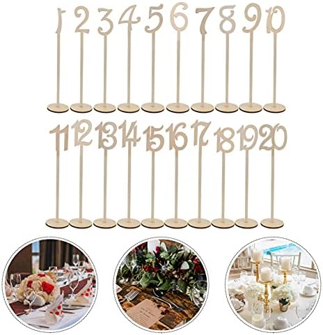 Нубестирски декор Табела Број на броеви Дрвени табела број 1-20 броеви на табели со броеви на табели со држачи со дрвена табела за табела се