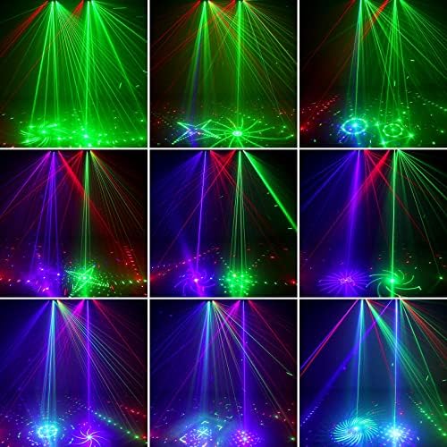15 очи за забави светла DJ Disco Light RGBW UV Strobe Effect Lighting Effect LED проектор за звук активиран Ravelight Далечински управувач за