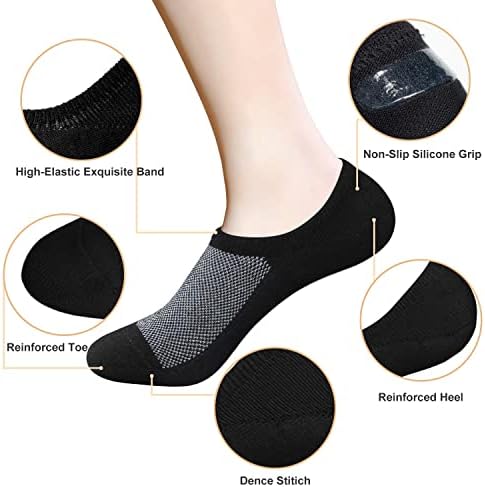 SixDaysox Нема шоу чорапи за мажи 8 пакувани памучни тенки ниски исечени не-лизгачки патики за патики на станови 5-8/9-11/12-15