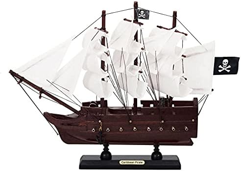 Рачно изработен наутички декор дрвен карибите пиратски бели плови модел пиратски брод 12 “